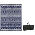 8' x 10' Reversible Waterproof Plastic Straw Outdoor Rug in Blue & White Geometric