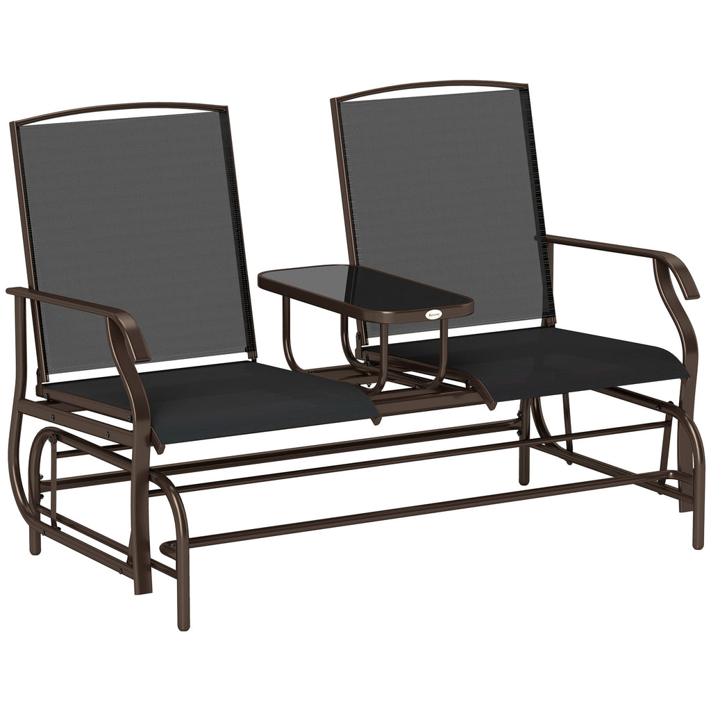 Patio Glider Rocking Chair 2 Person Outdoor Loveseat Rocker Garden Furniture Bench, Black
