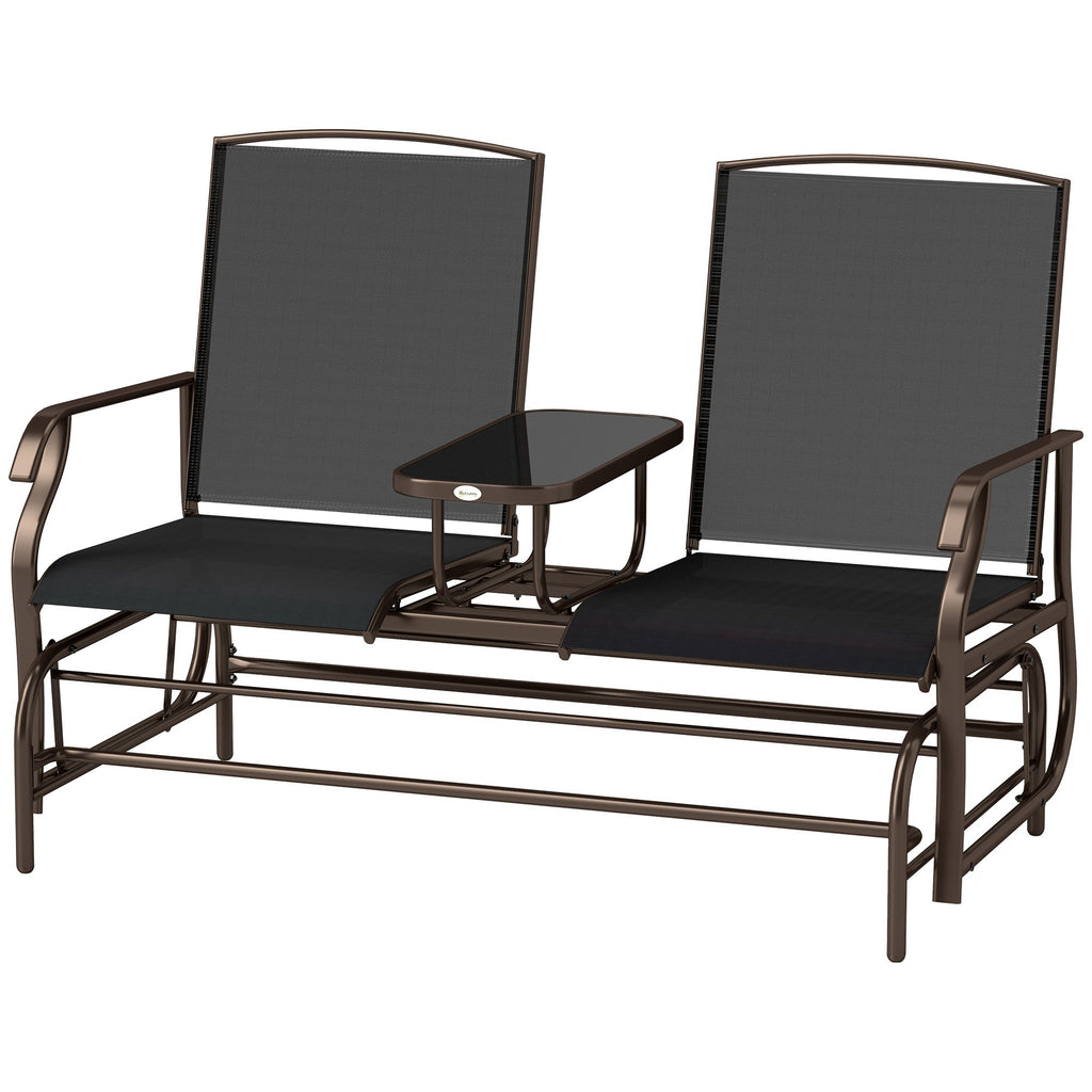 Patio Glider Rocking Chair 2 Person Outdoor Loveseat Rocker Garden Furniture Bench, Black