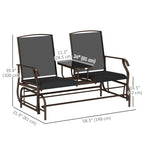 Patio Glider Rocking Chair 2 Person Outdoor Loveseat Rocker Garden Furniture Bench, Black