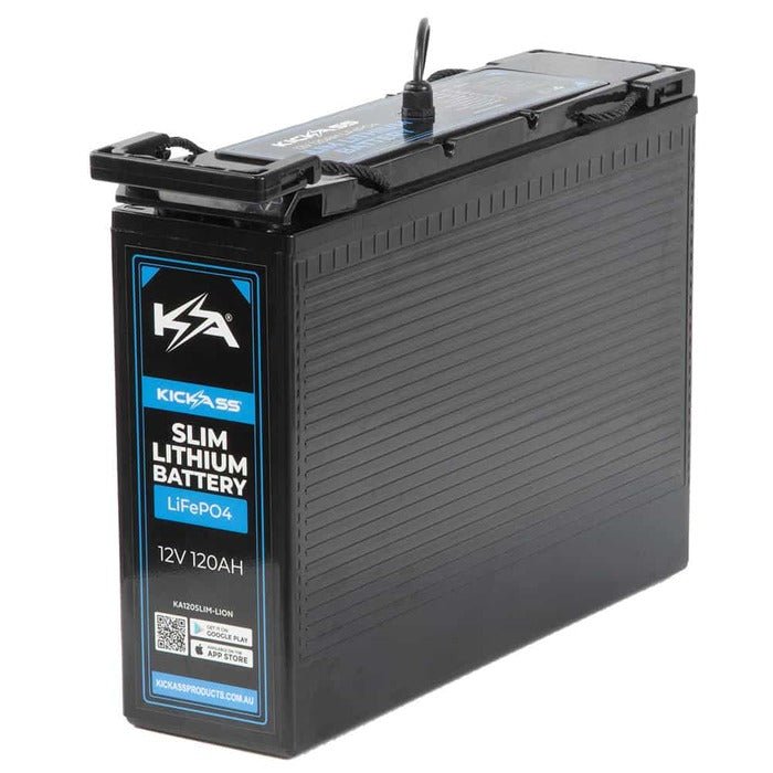 KickAss Smart 12V 120Ah Lithium Slimline Deep Cycle Battery LifePO4