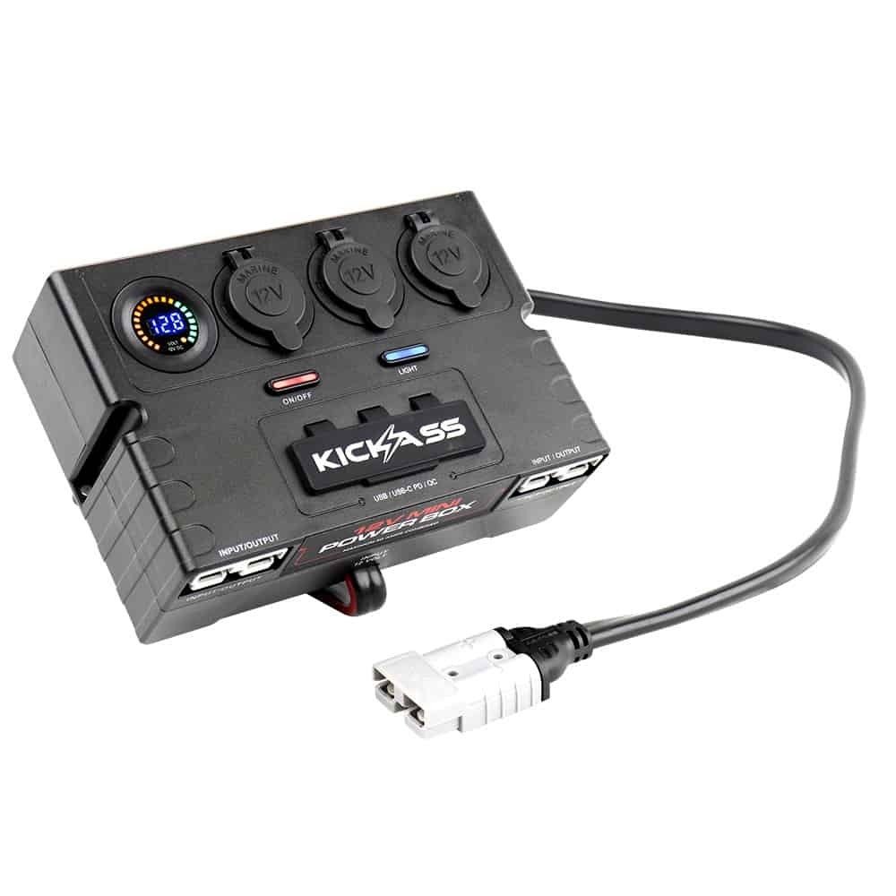 KickAss 12V Mini Control Box with 2 x Anderson, 6 x USB & 3 x Cig Sockets