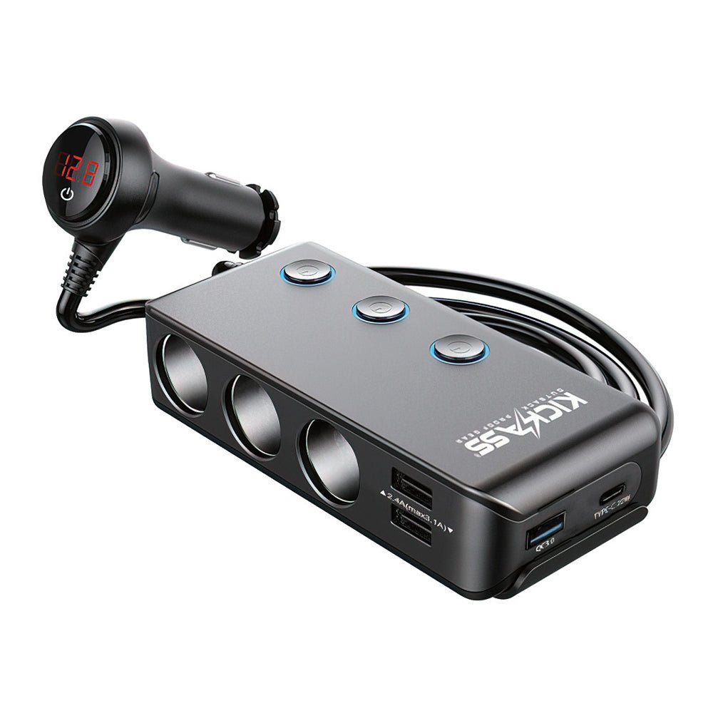 KickAss 100W Car Charger + 3 Way Cigarette Socket Splitter Bundle