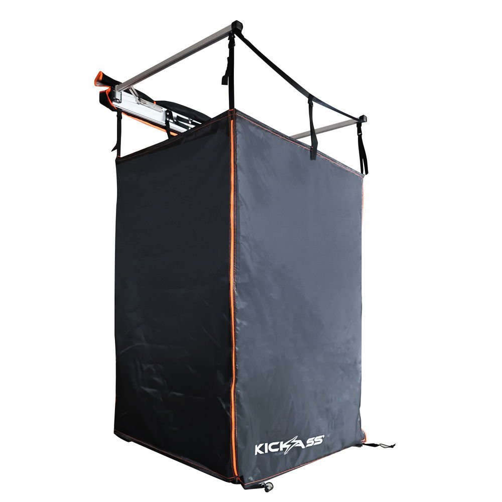 KickAss Premium Shower Awning - Black & Orange