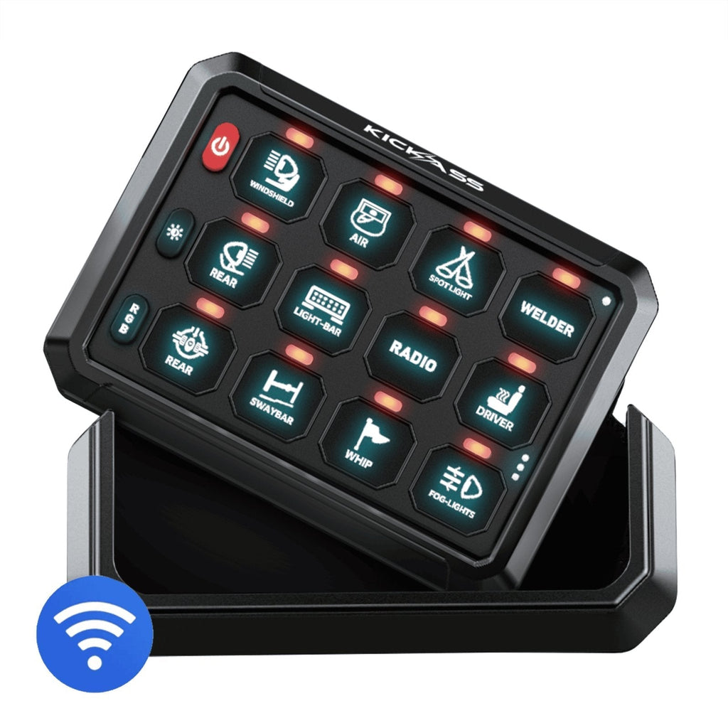 KickAss 12/24V 12 Gang Wireless Switch Panel with Magnetic Charging Cradle - MKII
