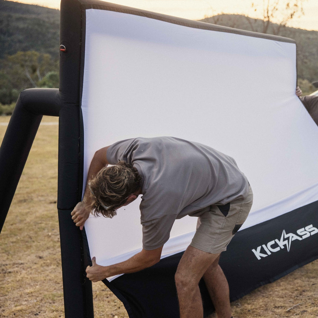 KickAss 120” Portable Outdoor Cinema Projection AirScreen – Inflatable Movie Screen for Camping & Backyard