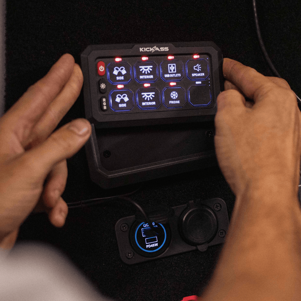KickAss 12/24V 8 Gang Wireless Switch Panel with Magnetic Charging Cradle - MKII