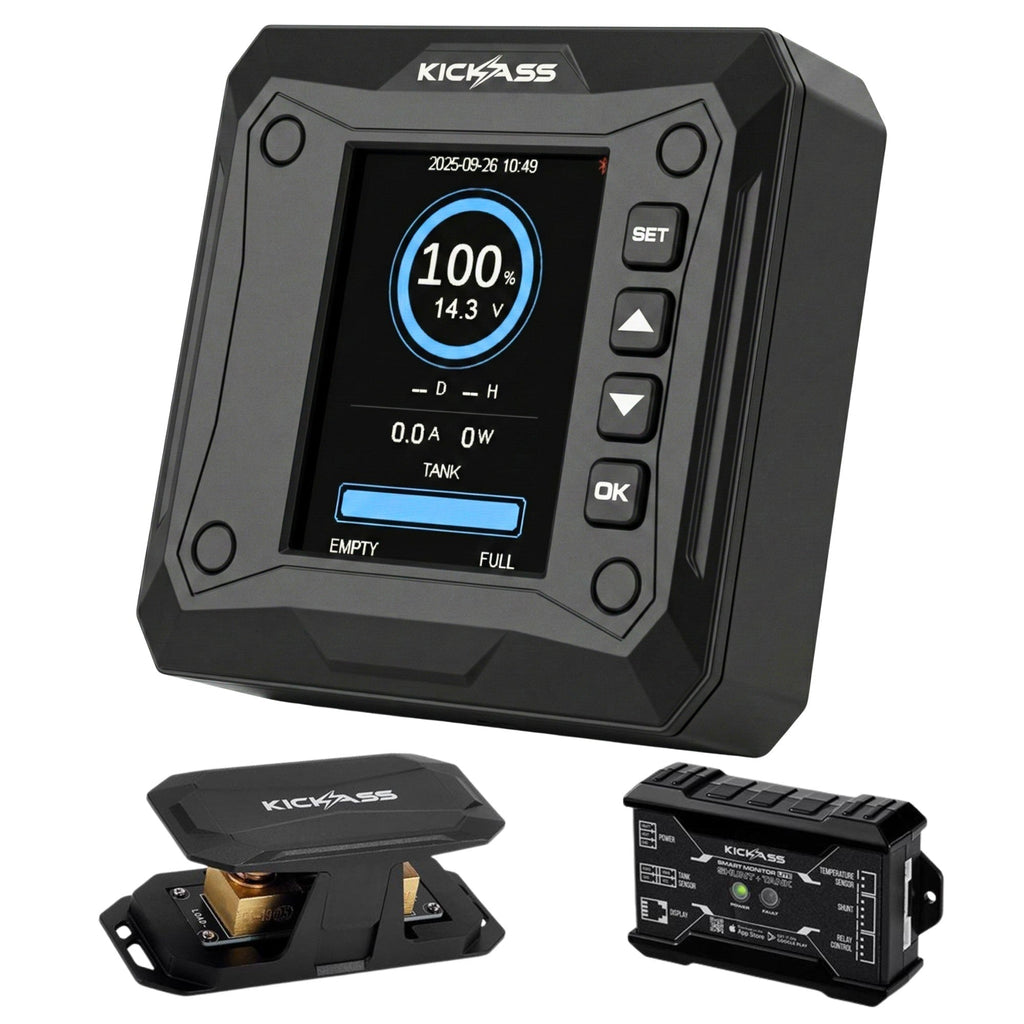 KickAss 230Ah Lithium Slimline Complete Dual Battery Kit with 40A DCDC Charger, Smart Shunt and Wiring - Arctic White