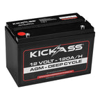 KickAss Battery Box with 25A DCDC Bundle with 120Ah AGM Battery, Tray, Wiring Kit and 22A Charger