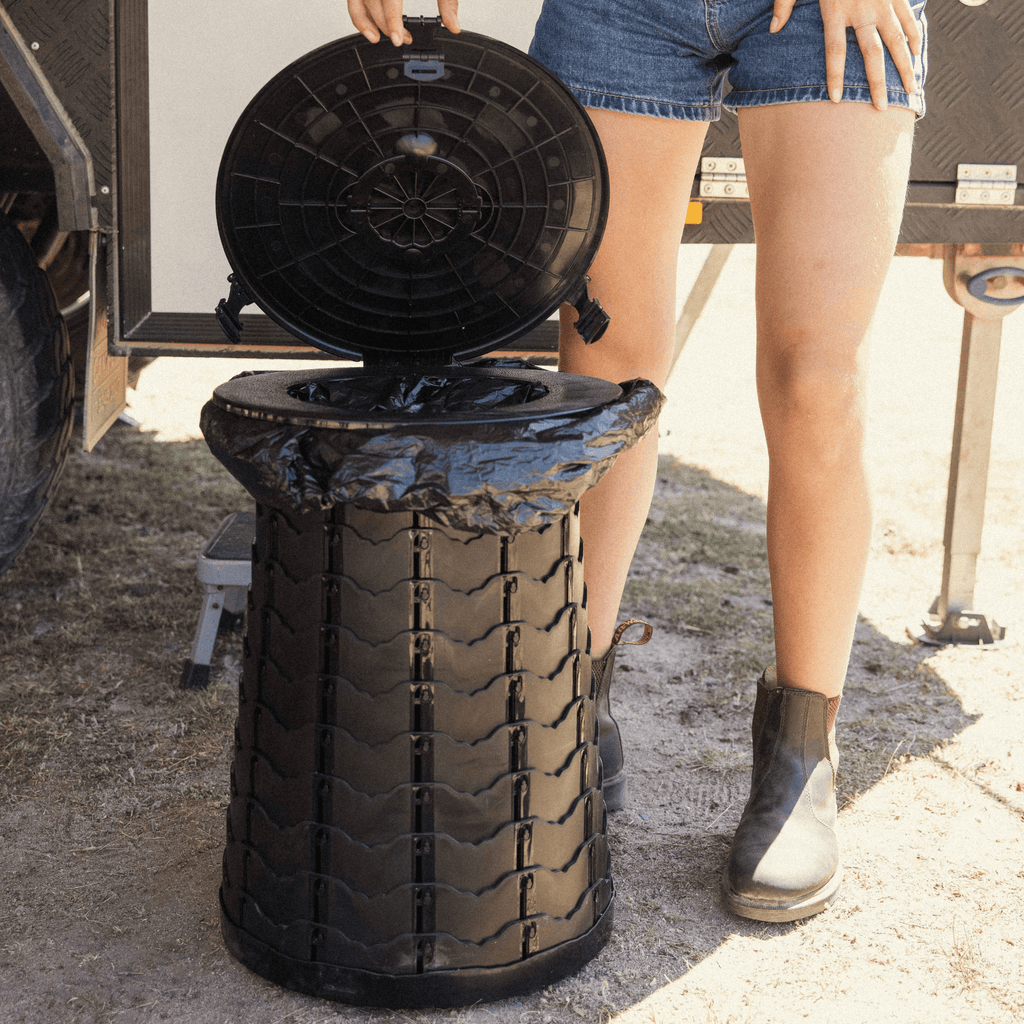 KickAss Large Portable Outdoor Pop Up Stool/Bin with Lid