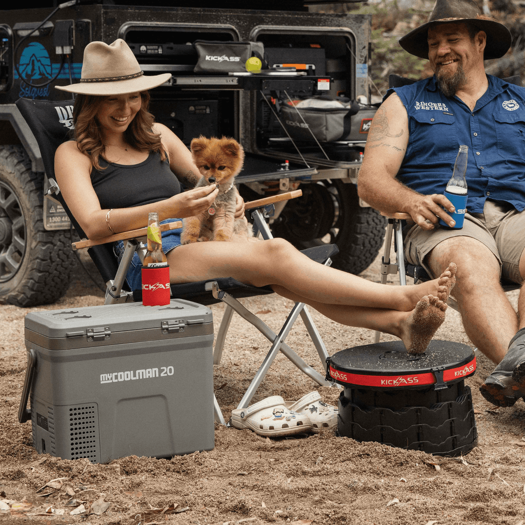 KickAss Large Portable Outdoor Pop Up Stool/Bin with Lid