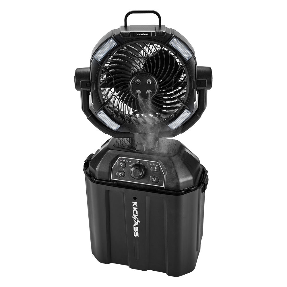 KickAss Portable 20,000mAh Misting Fan with LED & Power Bank for Camping
