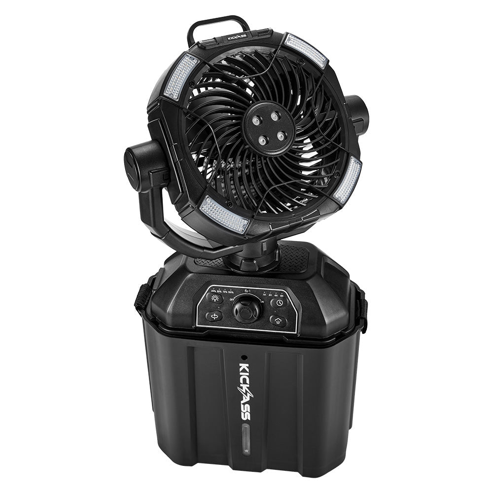 KickAss Portable 20,000mAh Misting Fan with LED & Power Bank for Camping