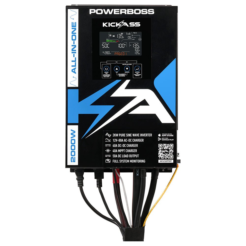 KickAss PowerBoss 2000W All-in-One Power System with Bluetooth, Remote Display and Plug & Play Kit