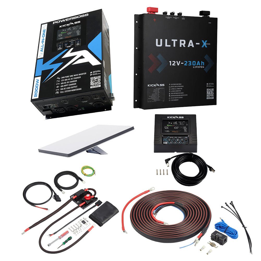 KickAss PowerBoss Bundle with 230Ah Slimline Lithium Battery, Starlink Mini & Connections Kit