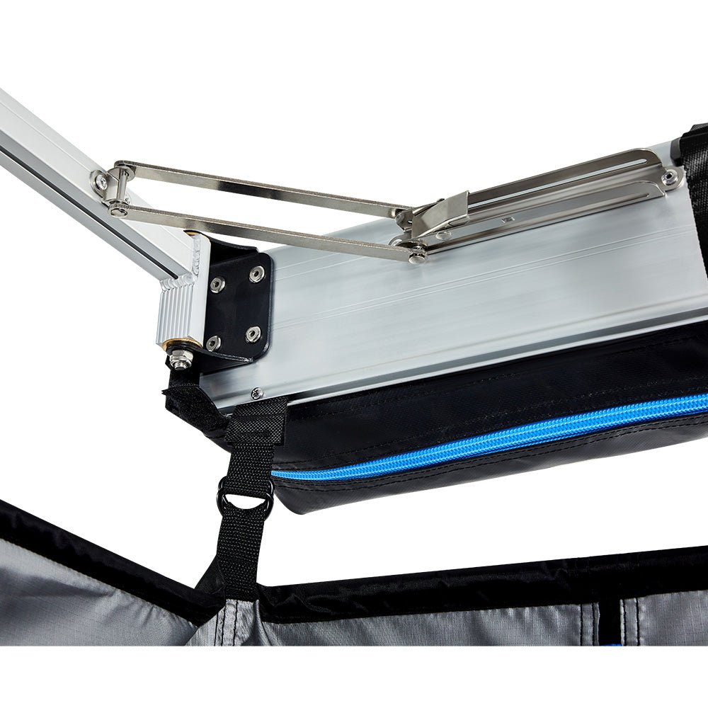 KickAss Premium Shower Awning - Black & Blue
