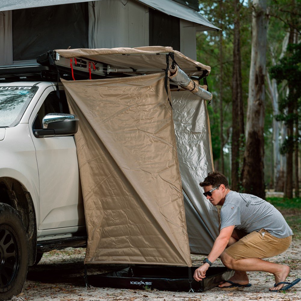 KickAss Premium Shower Awning with Roof & LED Light Strip