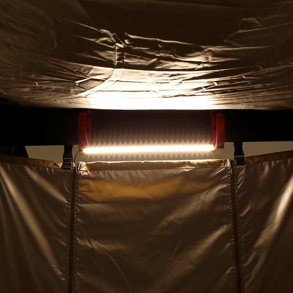 KickAss Premium Shower Awning with Swing Arm & LED Light Strip