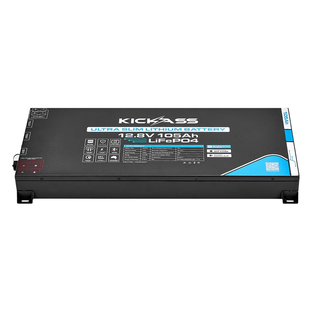 KickAss Smart 12V 105Ah Ultra Slimline Lithium Deep Cycle Battery LiFePO4