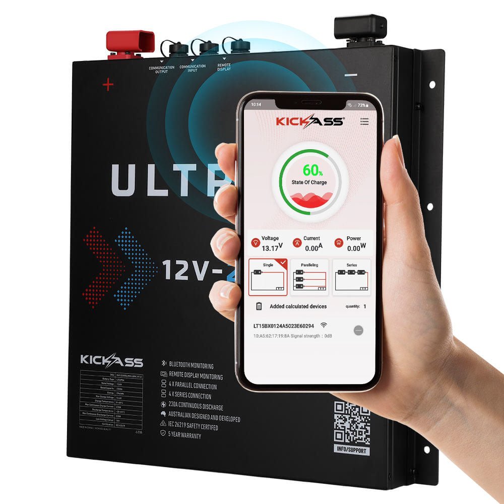KickAss Smart 12V 230Ah Ultra-X Lithium Slimline Deep Cycle Battery LiFePO4