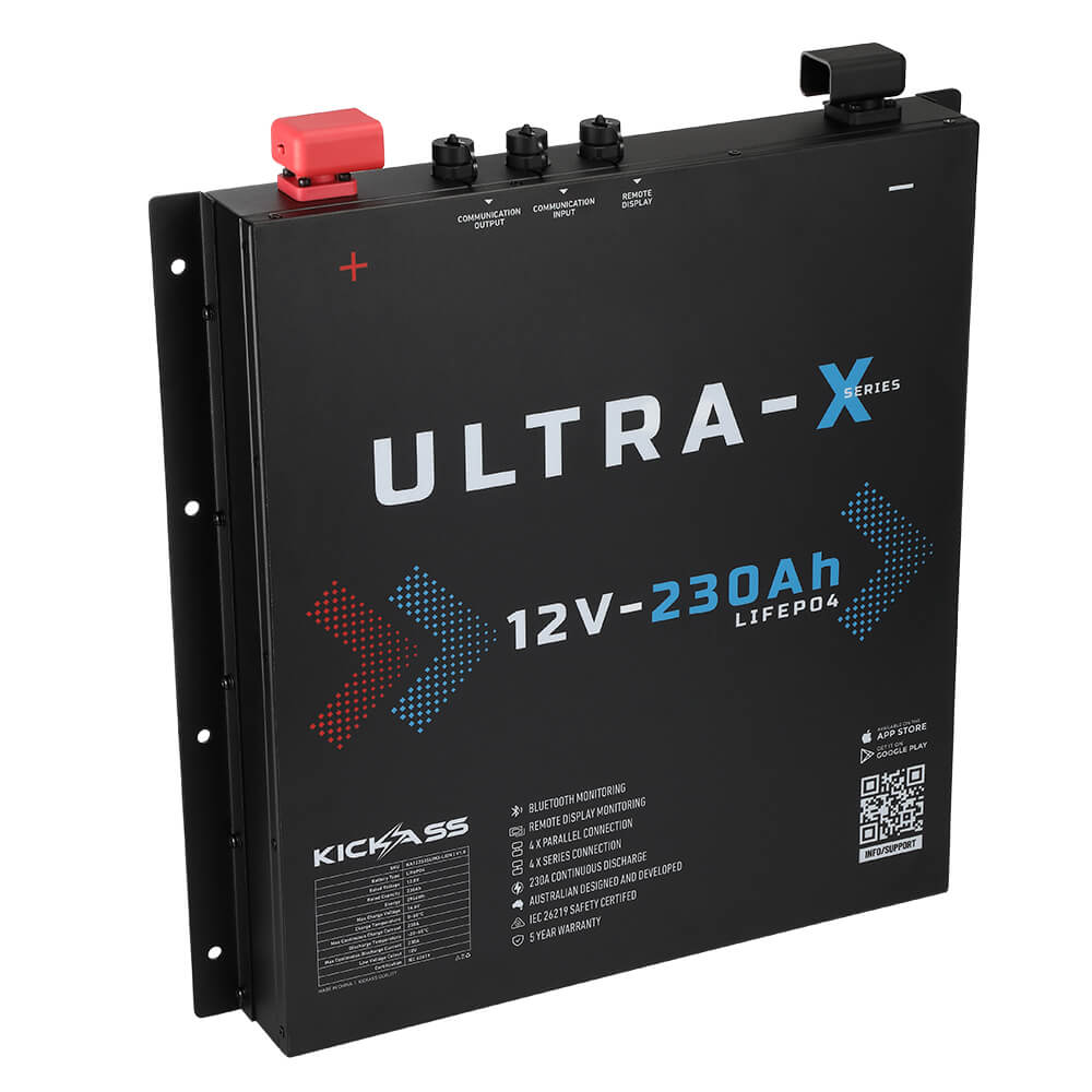 KickAss Smart 12V 230Ah Ultra-X Lithium Slimline Deep Cycle Battery LiFePO4