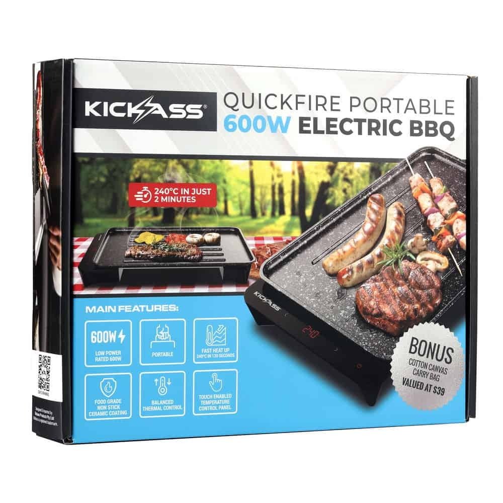 KickAss Quickfire Portable 600W Electric BBQ & Induction Cooktop Combo Cooktop + BBQ