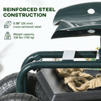 Garden Cart with Seat on Wheels, Tool Tray, 360° Swivel, Height Adjustable