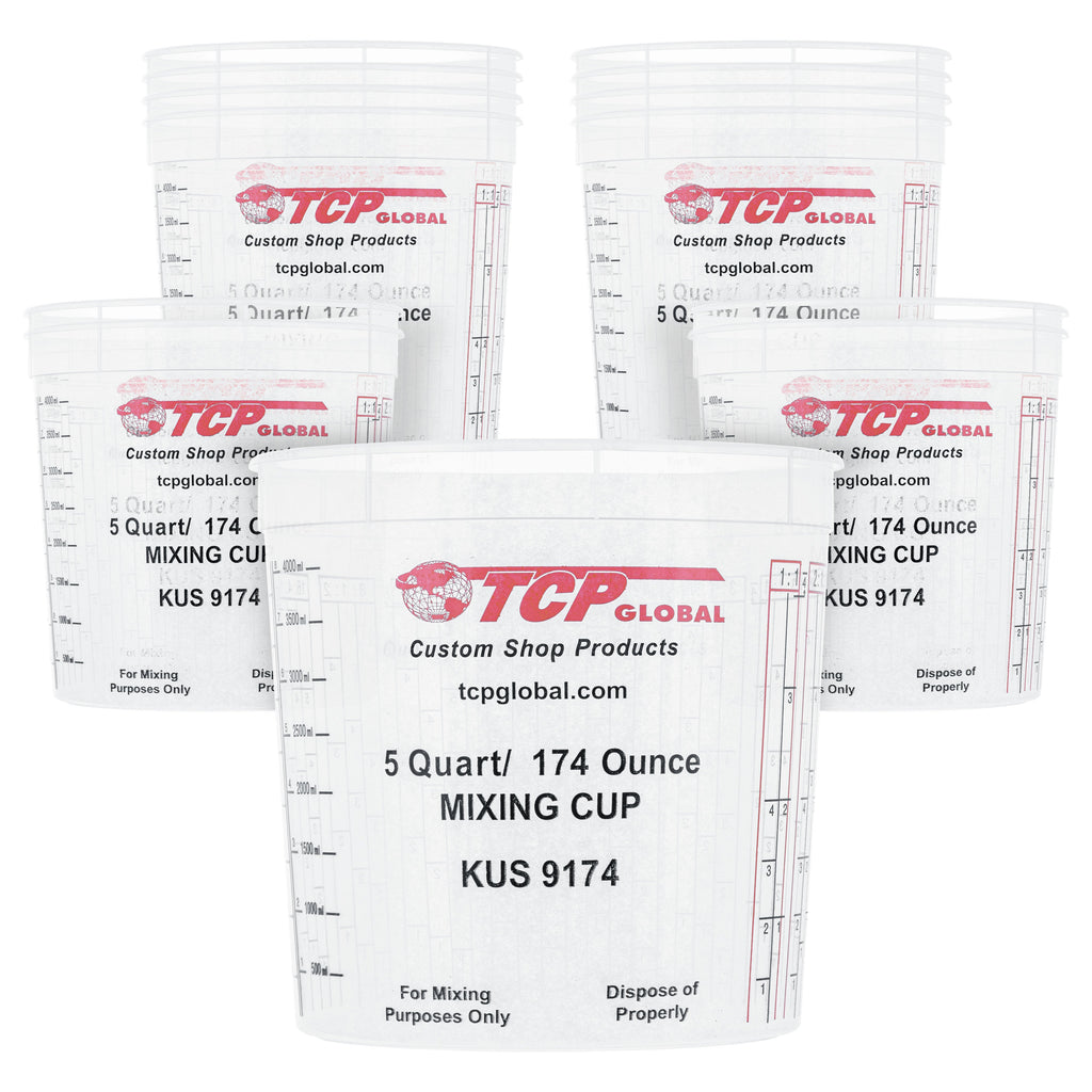 Paint Mixing Cups, 5-Quart (12 Pack) - Plastic Measuring Cups for Liquids, Automotive Painting, Epoxy Resin, Acrylic Arts, Crafts