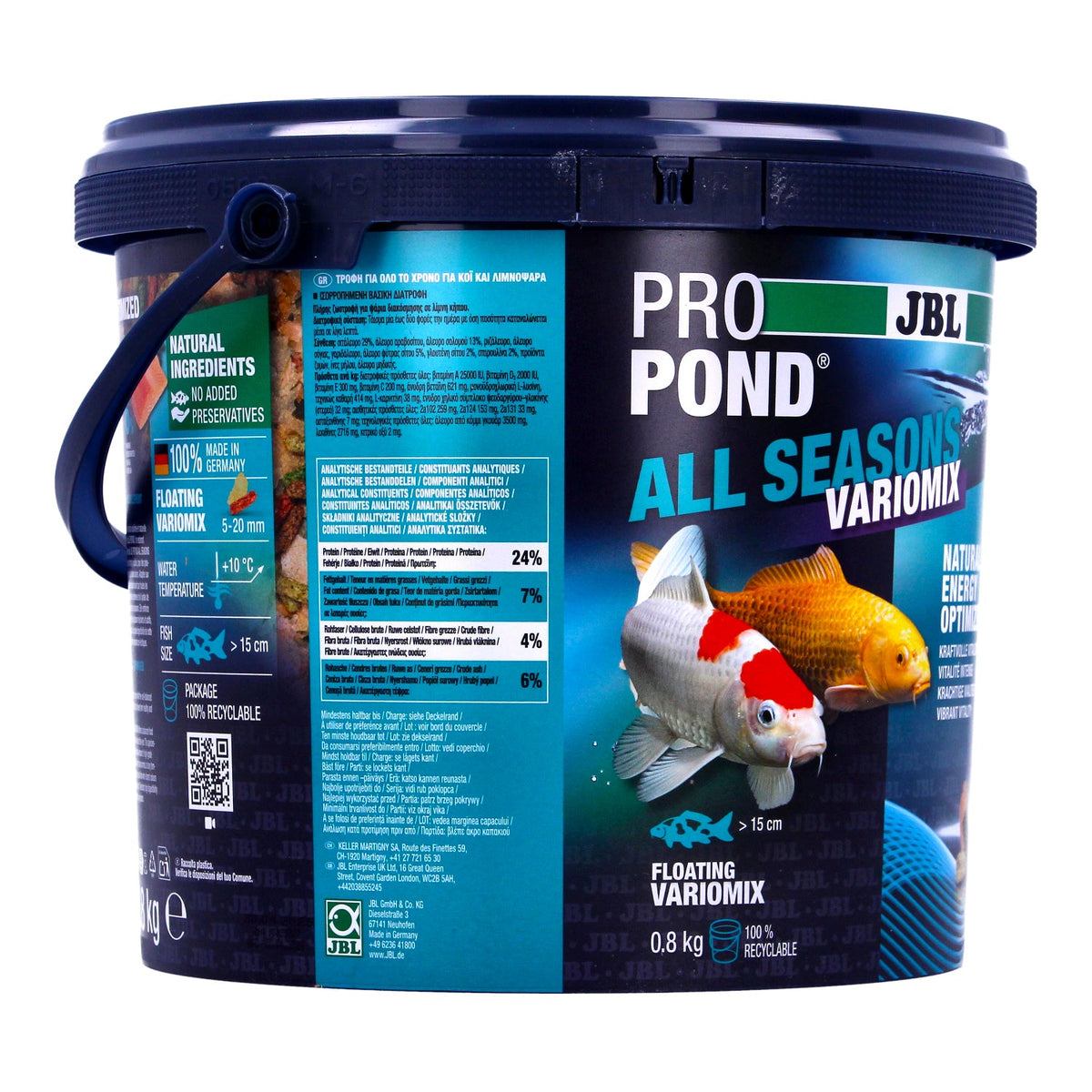 JBL ProPond Variomix M 0.8kg – Fish Food for 10-35cm Pond Fish