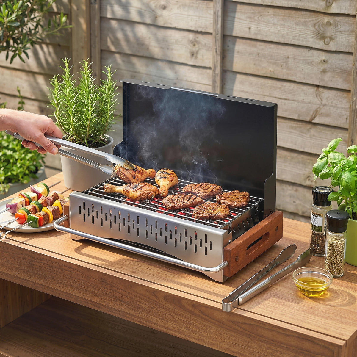 Outsunny Portable BBQ Grill, Folding Charcoal Barbecue Grill with Removable Charcoal Basin for Camping Picnic Garden Party, Black
