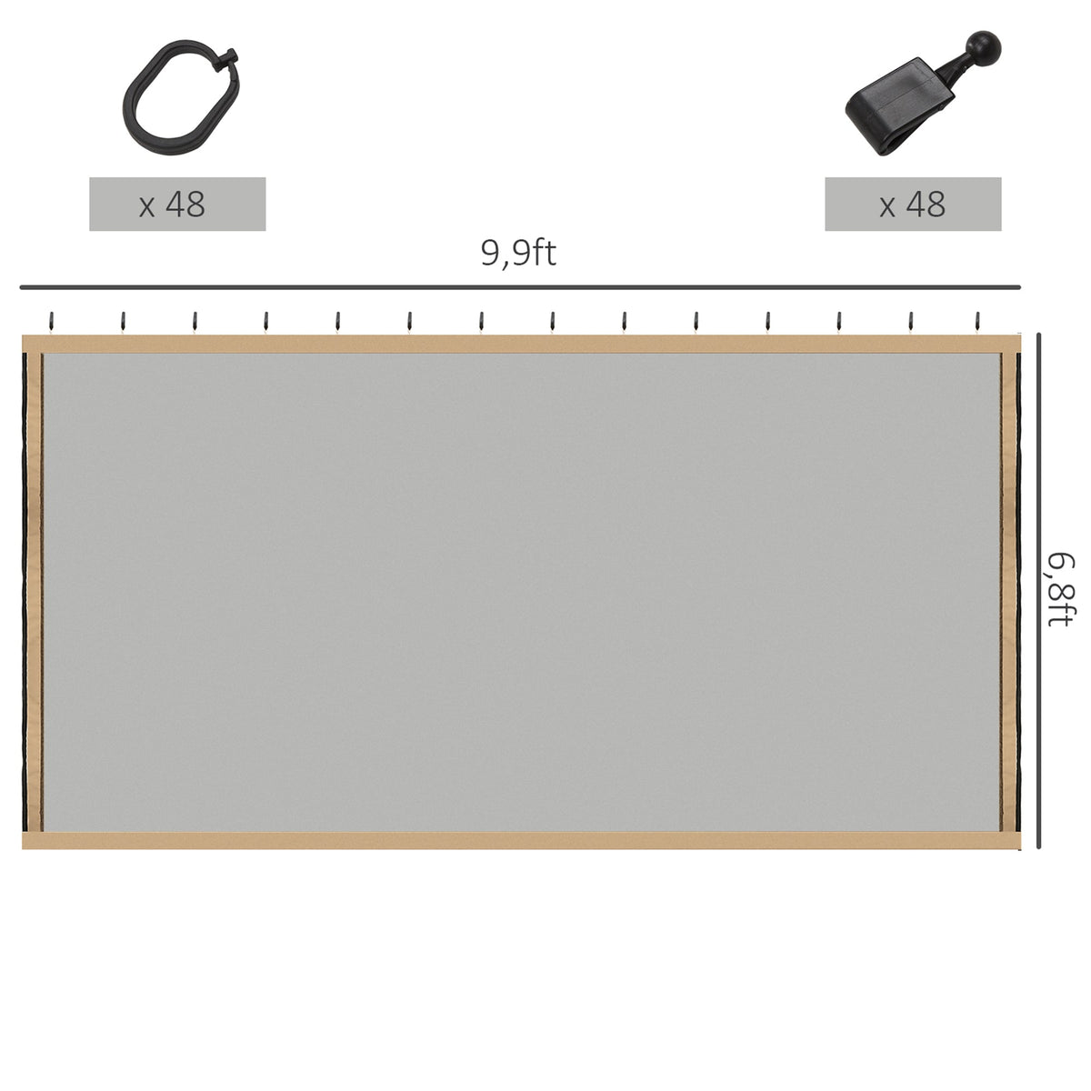 Replacement Mosquito Netting for Gazebo 10' x 10'with Zippers, Beige