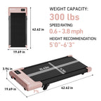 DeerRun Q2 Urban 7% Incline Under-desk Walking Pad with Smart Control | Rose Gold
