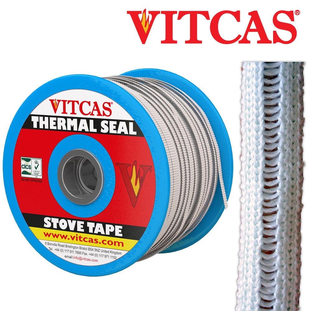 Stove Thermal Ladder Tape – Glass Fibre Heat Resistant Tape (550°C, 30m Coil)