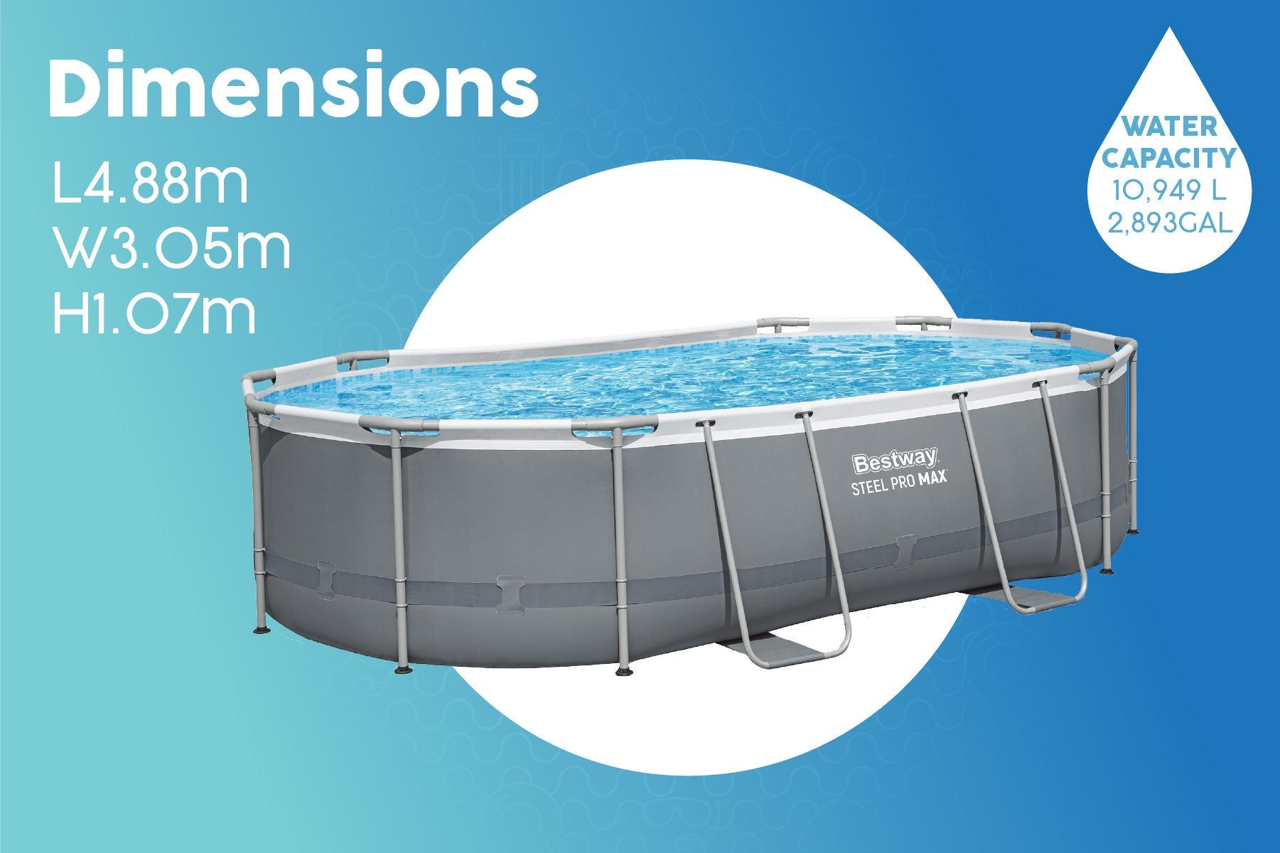 16ft x 42in Dark Grey Oval Steel Pro MAX Above Ground Pool Set