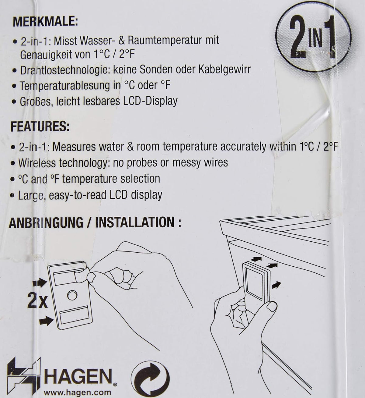 Fluval 2in1 Wireless Aquarium Thermometer & Room Monitor