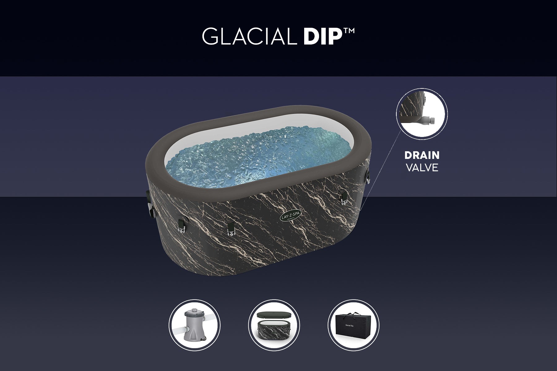 Glacial Dip™ Pro Ice Bath Cold Plunge Recovery Tub with Pump