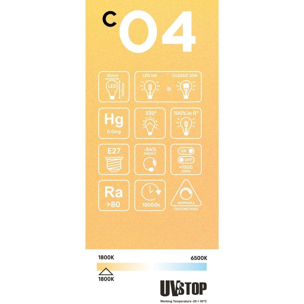 LED Golden Light Bulb E27 4W 1800K (BBC04)