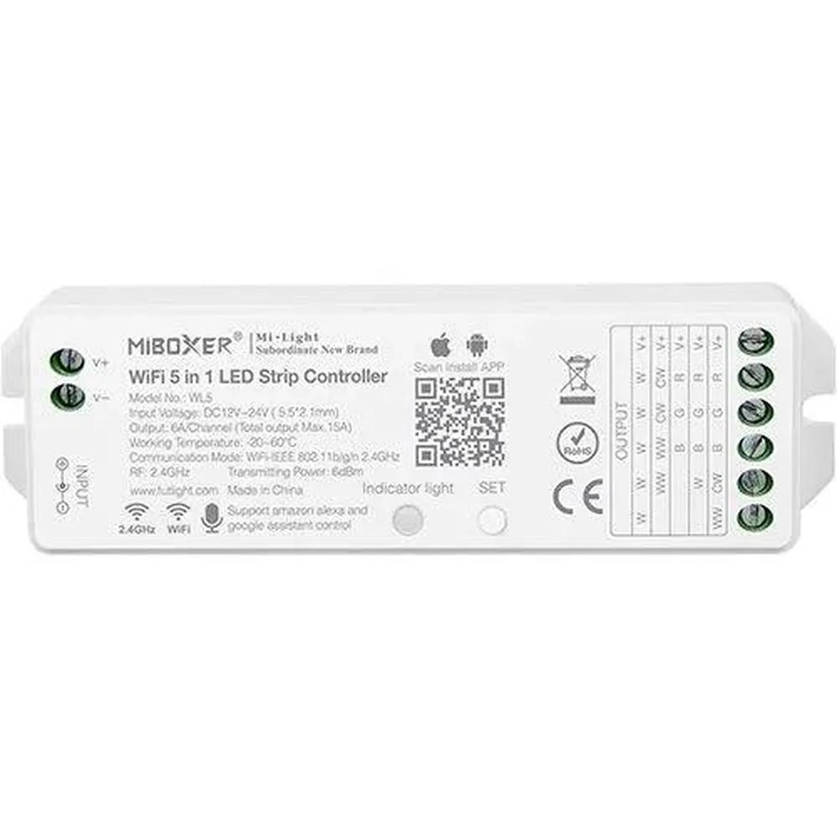MiBoxer WL5 WiFi 5 in 1 LED Strip Controller RGB+CCT 12-24V