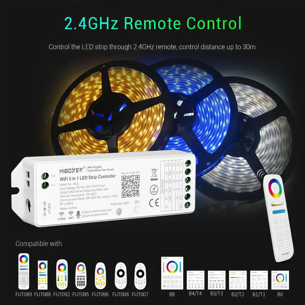 MiBoxer WL5 WiFi 5 in 1 LED Strip Controller RGB+CCT 12-24V