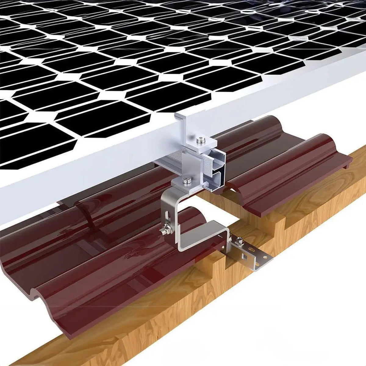 Tile Roof Solar Panel Mounting Kit Portrait | Easy Plan Hooks & Rails