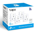 TP-Link Tapo P100 Wi-Fi Smart Plug UK | 4 Pack Alexa & Google Home