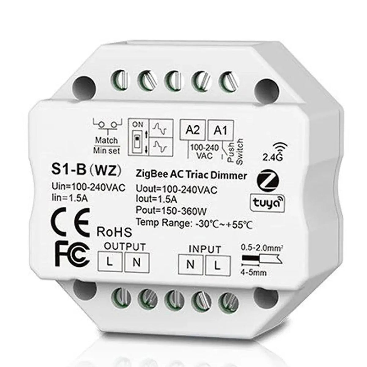 AC Triac Dimmer Switch Zigbee Tuya RF 2.4G | Ledison