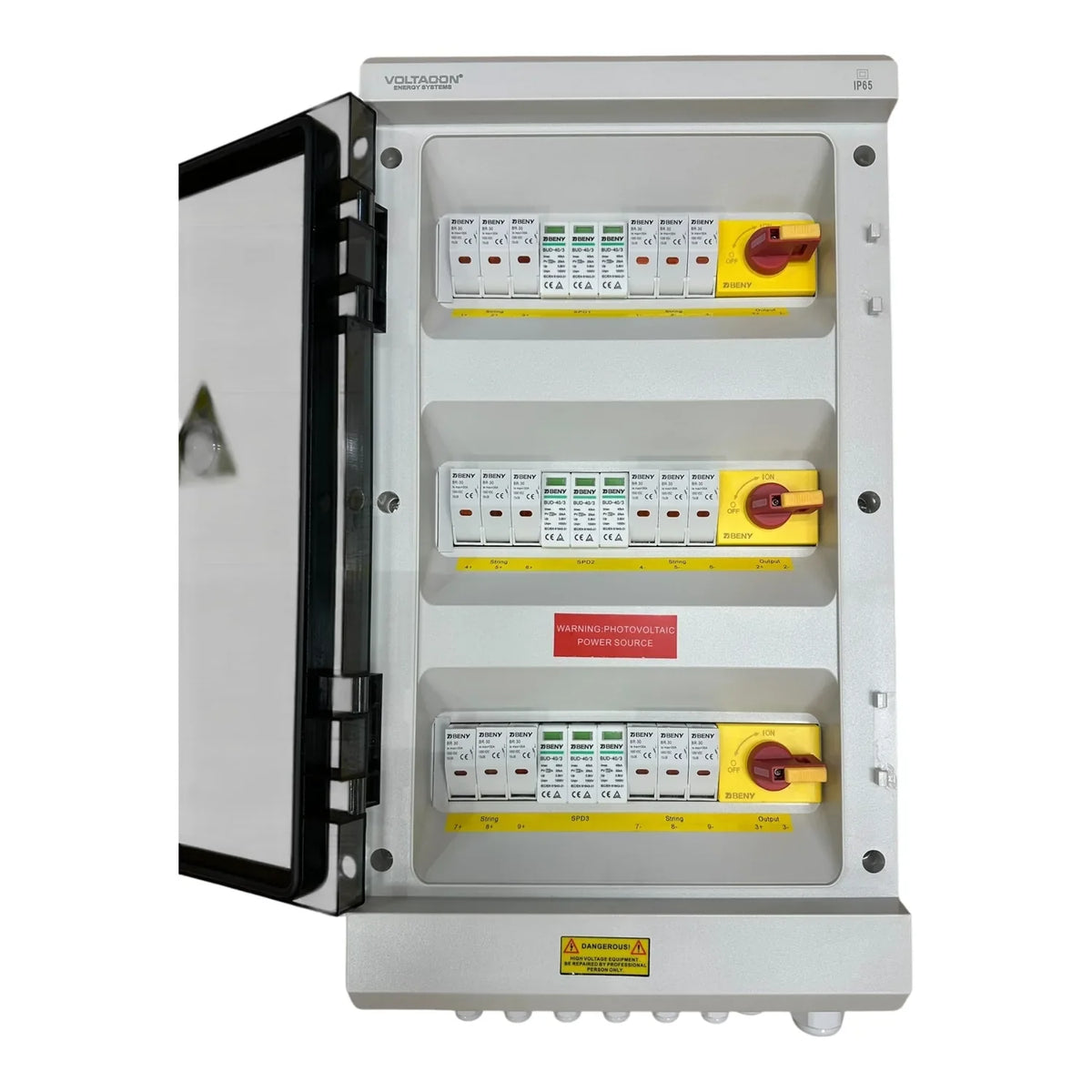 Solar PV Combiner Box 9-In 3-Out IP65 with Surge Protection | Voltacon