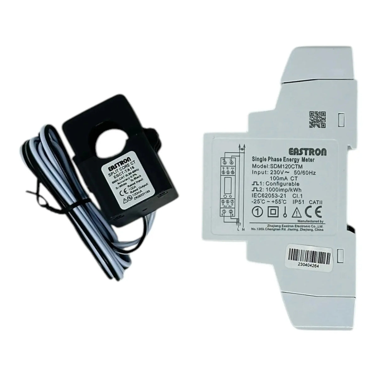 Single Phase DIN Rail Energy Meter 100mA CT Modbus | Eastron SDM120CTM