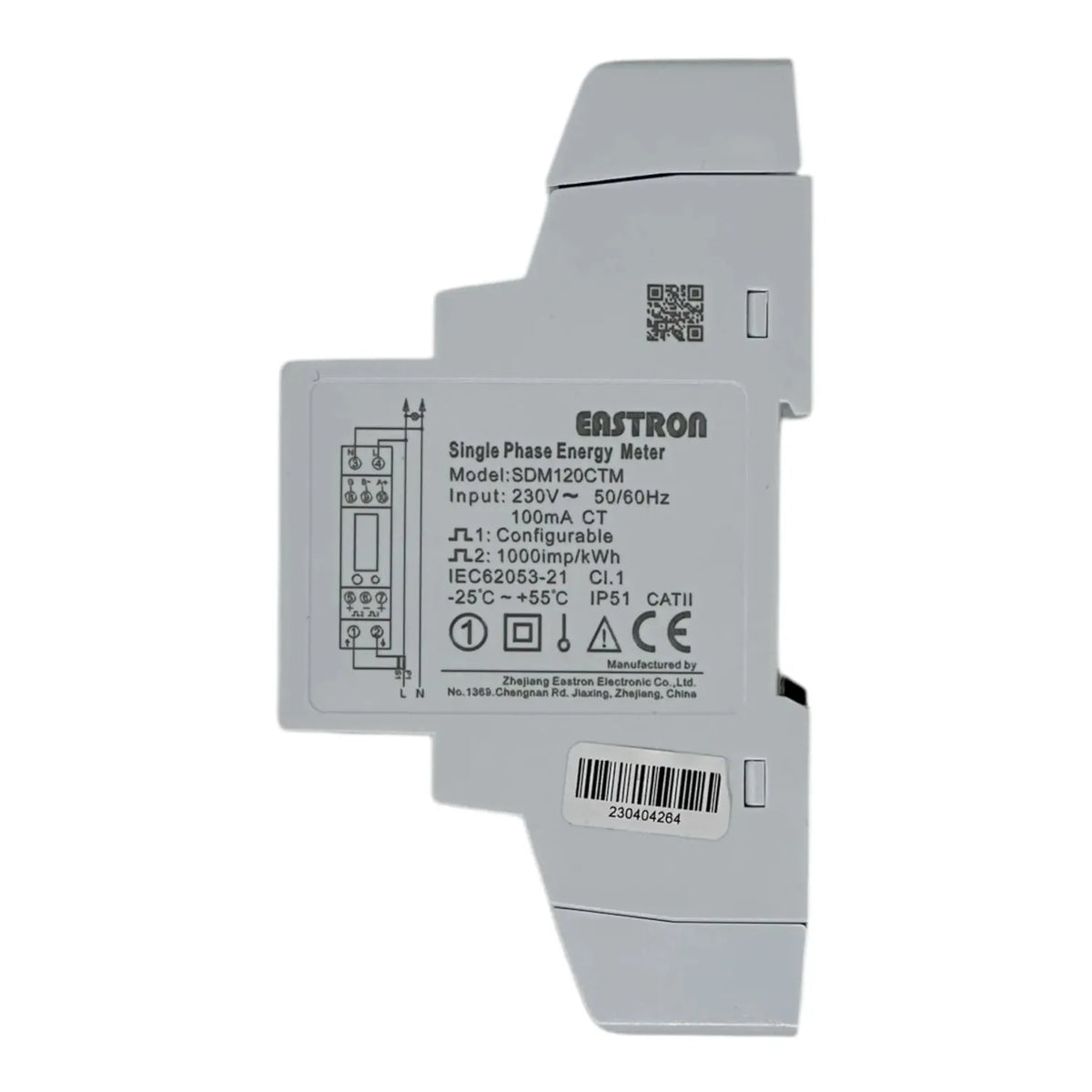 Single Phase DIN Rail Energy Meter 100mA CT Modbus | Eastron SDM120CTM