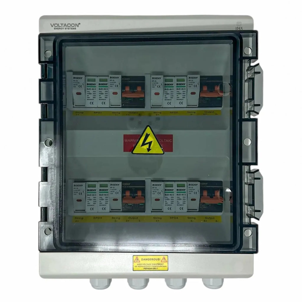 Solar PV Combiner Box 4 In 4 Out 600V DC | Surge Protection
