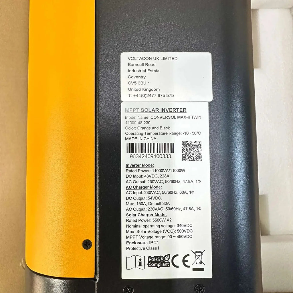 Conversol Max-II 11kW Off Grid Inverter MPPT Charger 48V Twin Output