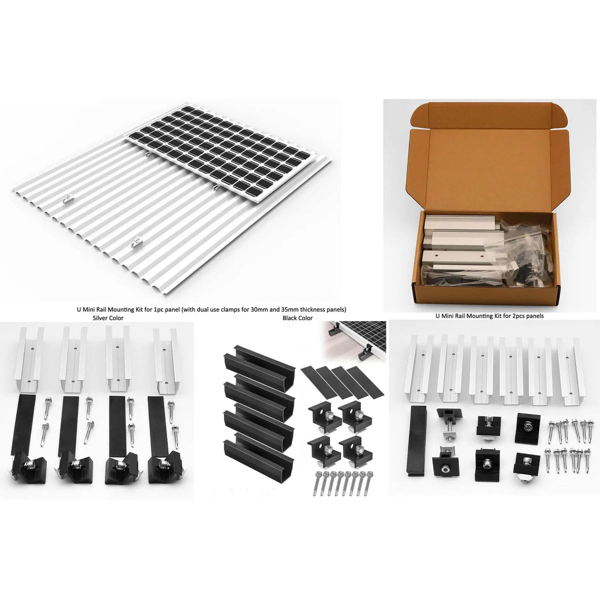 Flat Roof Solar Panel Mounting Kit U-Shape Mini Rail | Voltacon