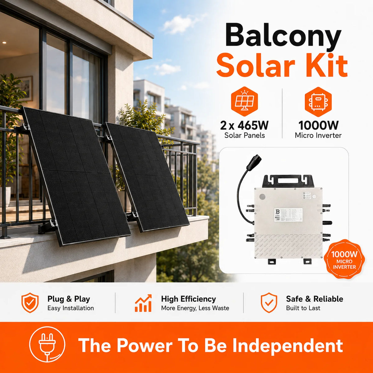 JA Solar 930W Balcony Solar Kit with 1000VA Micro Inverter | BYM1000