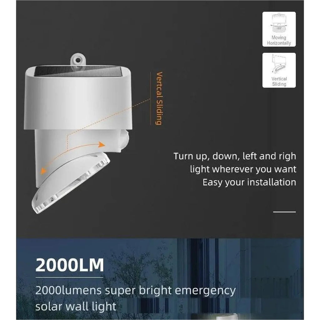 Solar Motion Sensor Wall Light IP65 2000lm 4000K | Soladin 2000